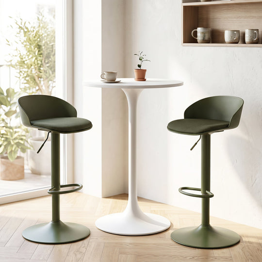 Adjustable Swivel Bar Stools Set of 2 with Back & Footrest