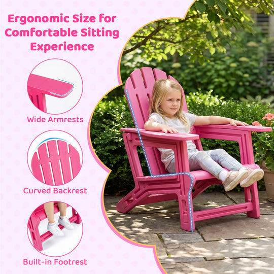 Kids Adirondack Chairs Set of 2 - All-Weather HDPE Outdoor