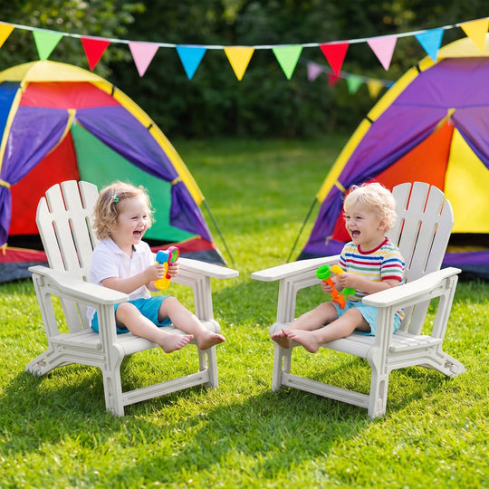 Kids Adirondack Chairs Set of 2 - All-Weather HDPE Outdoor