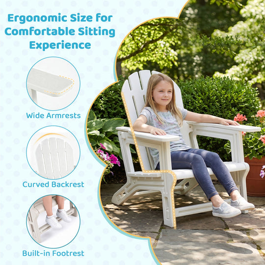 Kids Adirondack Chairs Set of 2 - All-Weather HDPE Outdoor