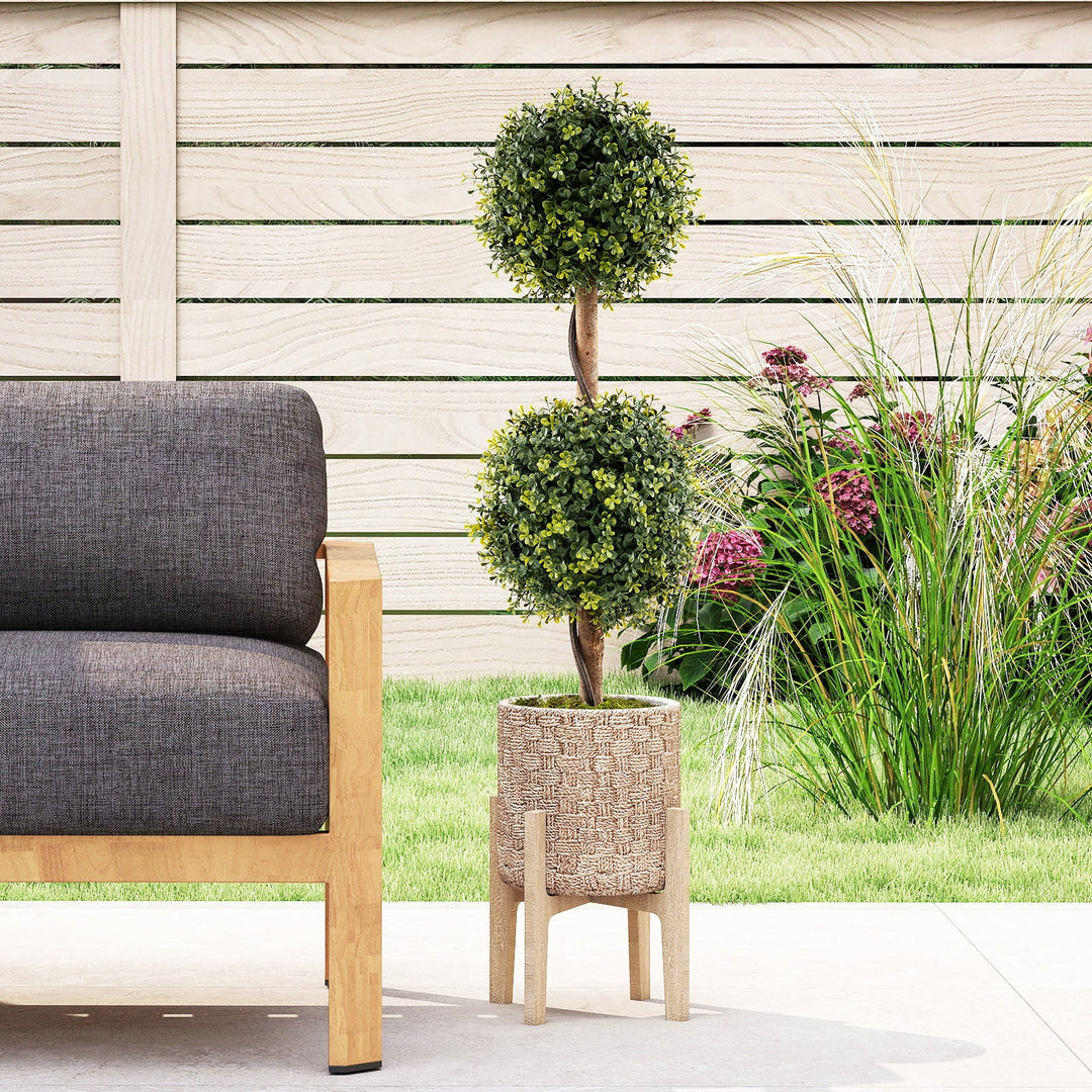 Set of 2 Artificial Double Topiary Ball Trees