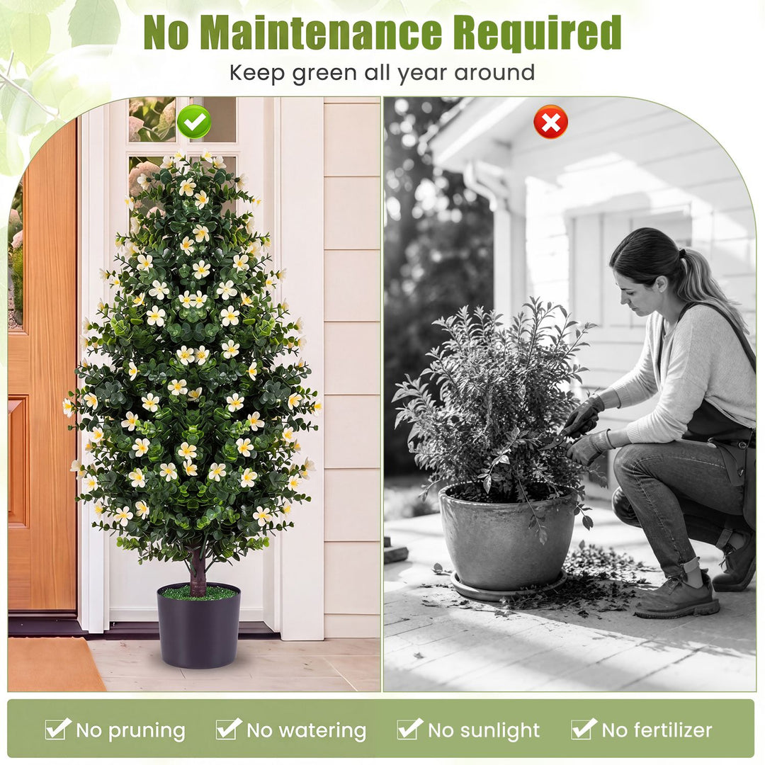 Set of 2 Artificial Topiary Trees 3 FT Fake Bushes Sun-Resistant