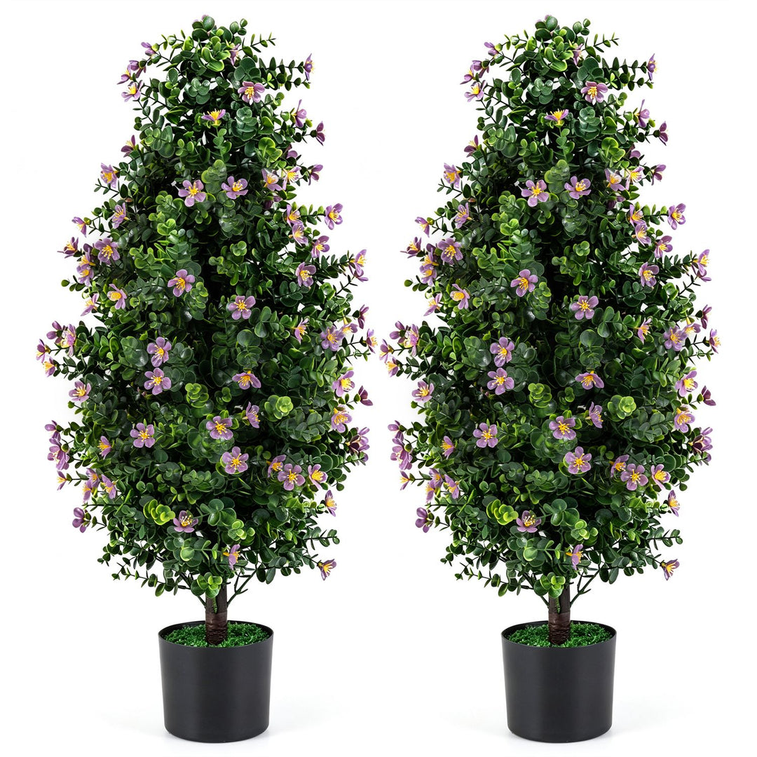 Set of 2 Artificial Topiary Trees 3 FT Fake Bushes Sun-Resistant