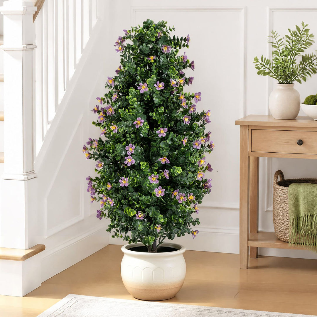 Set of 2 Artificial Topiary Trees 3 FT Fake Bushes Sun-Resistant