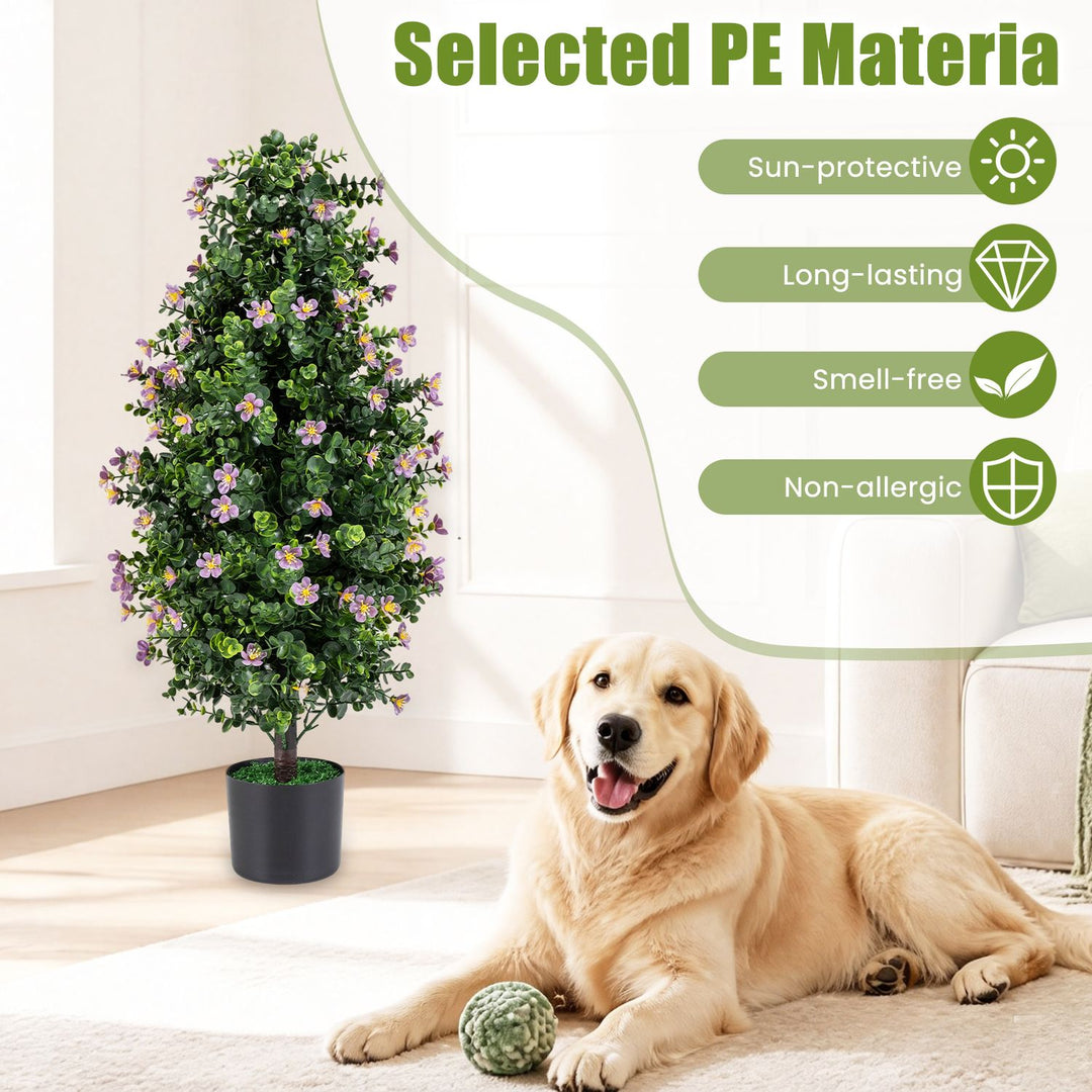 Set of 2 Artificial Topiary Trees 3 FT Fake Bushes Sun-Resistant