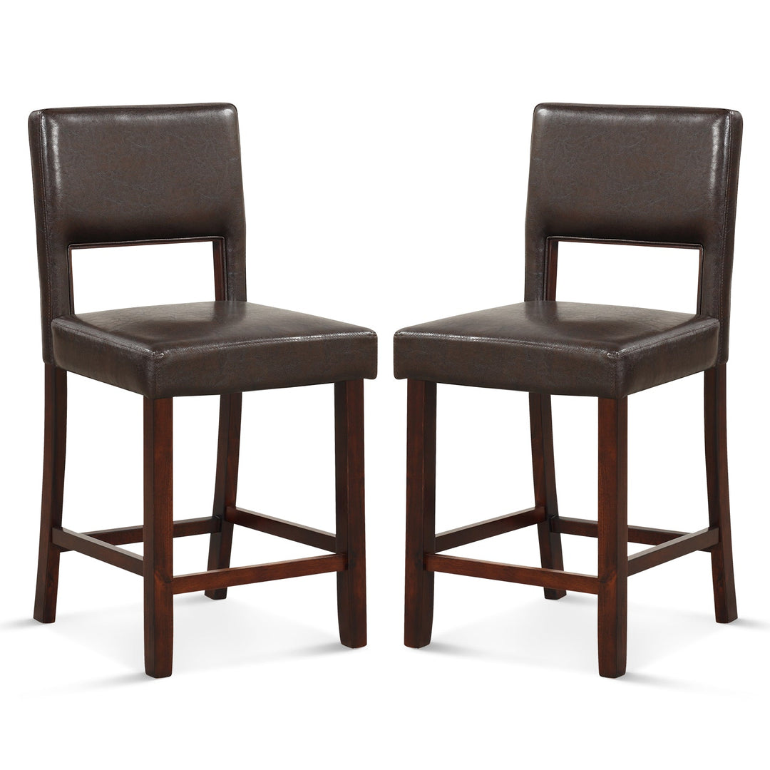2 Piece Bar Chair Set with Hollowed Back and Rubber Wood Legs
