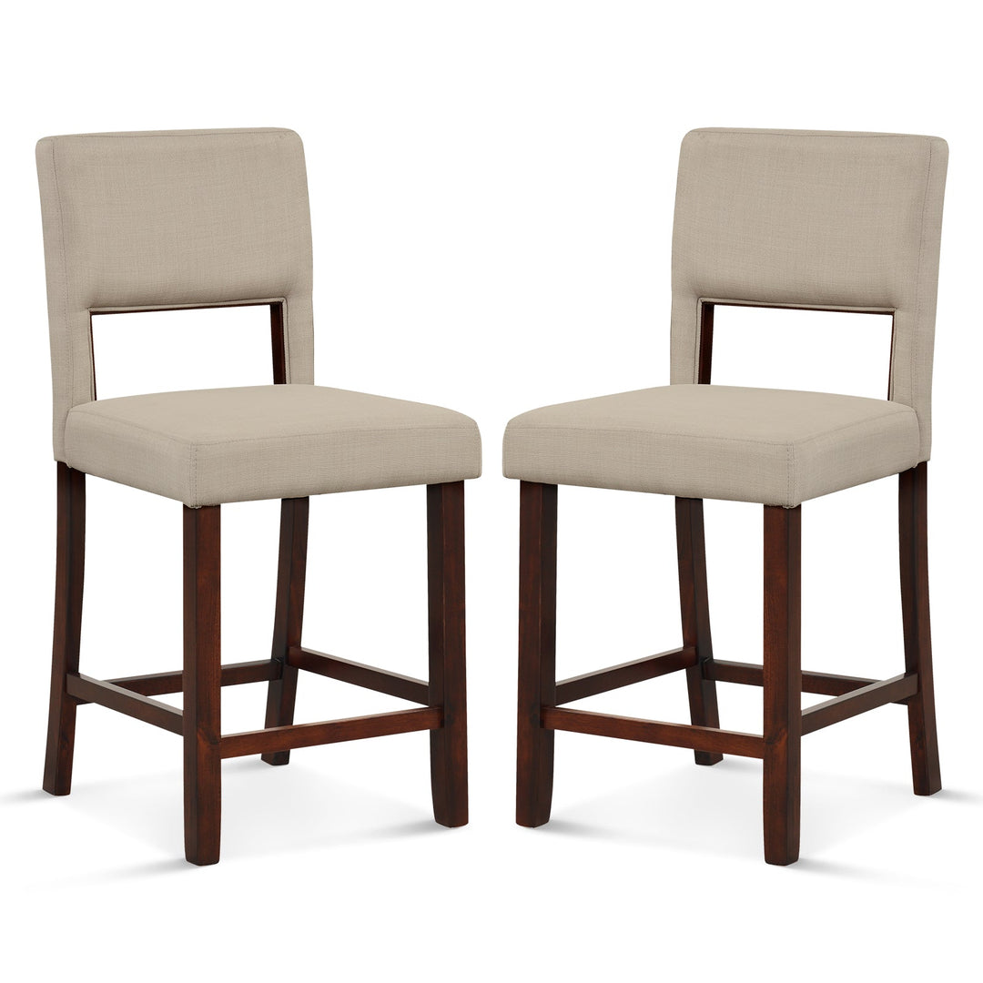 2 Piece Bar Chair Set with Hollowed Back and Rubber Wood Legs