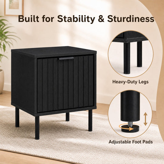 Modern Nightstand Set of 2 with Vertical Striped Drawer
