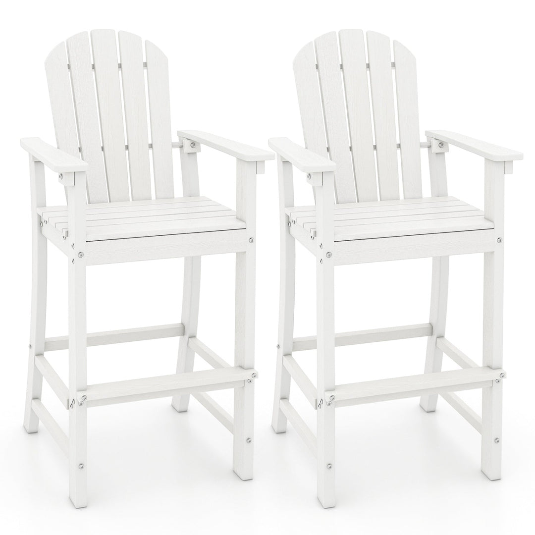 Set of 2 Counter Height Outdoor HDPE Bar Stool with Armrests and Footrest