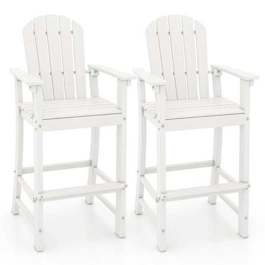 Set of 2 Counter Height Outdoor HDPE Bar Stool with Armrests and Footrest