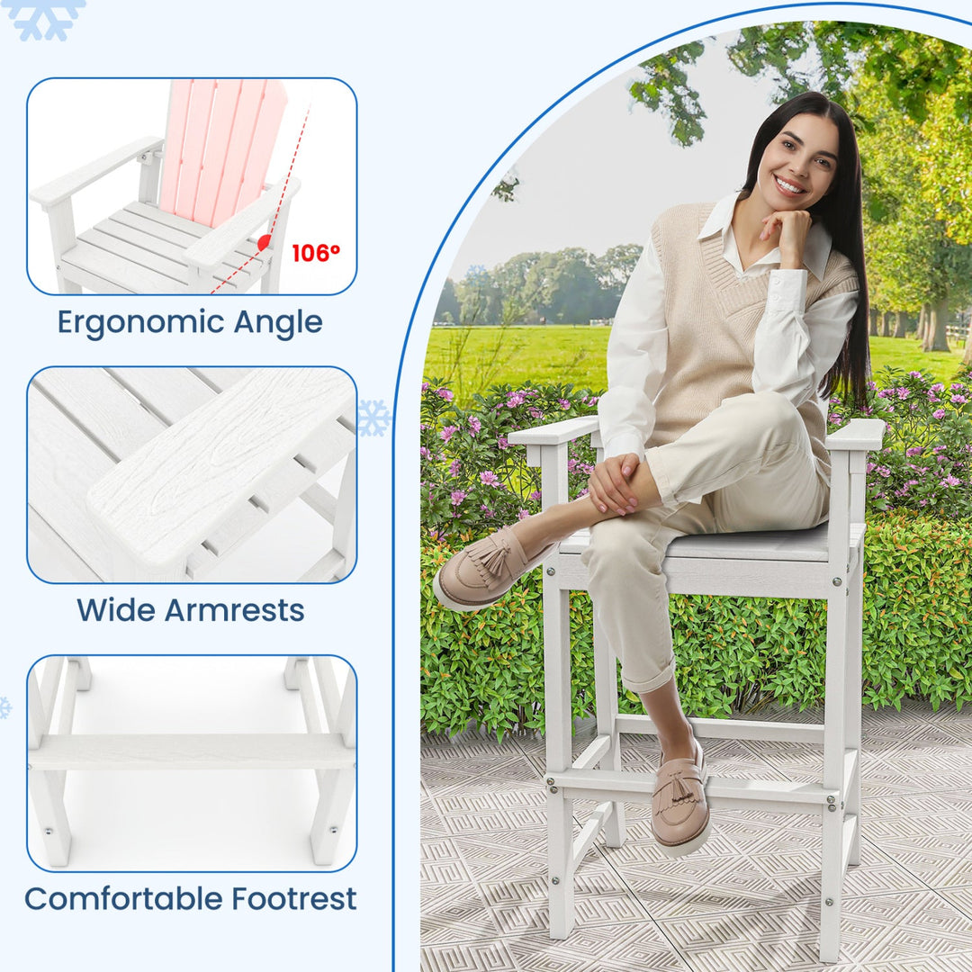Set of 2 Counter Height Outdoor HDPE Bar Stool with Armrests and Footrest
