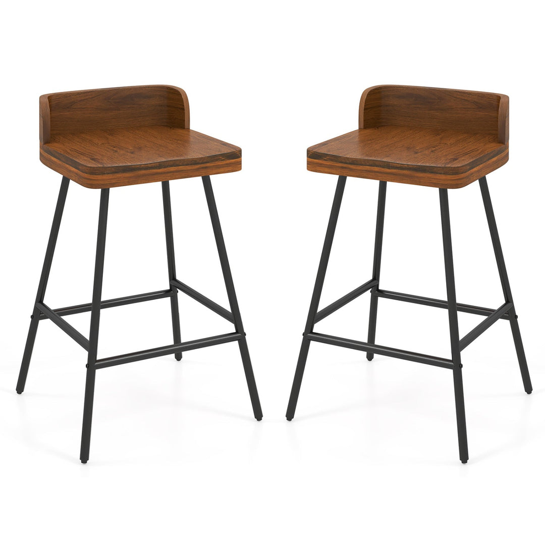 Counter Height Bar Stool Set with Low Back and Footrest