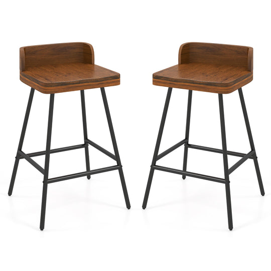 Counter Height Bar Stool Set with Low Back and Footrest