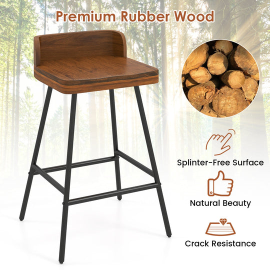 Counter Height Bar Stool Set with Low Back and Footrest