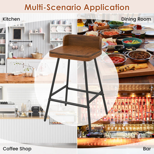 Counter Height Bar Stool Set with Low Back and Footrest
