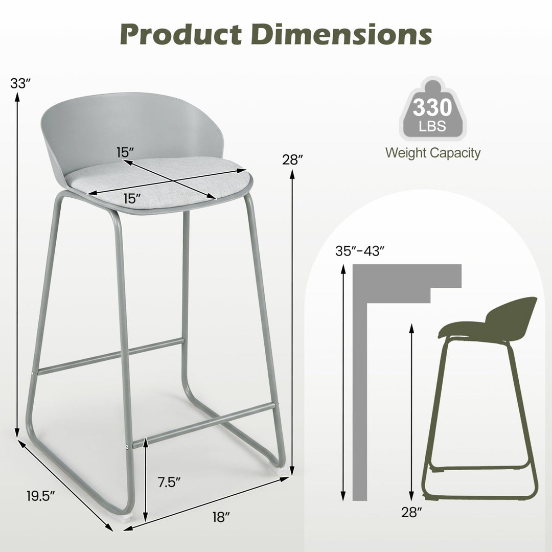 Counter Height Bar Stools Set of 2 with Curved Backrest
