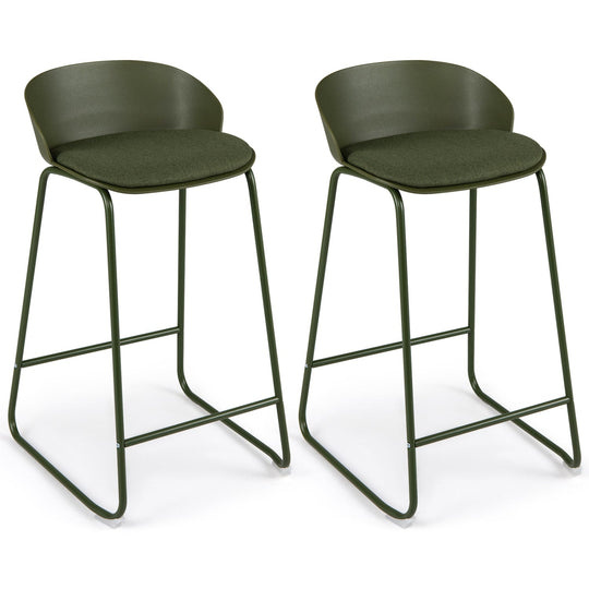 Counter Height Bar Stools Set of 2 with Curved Backrest