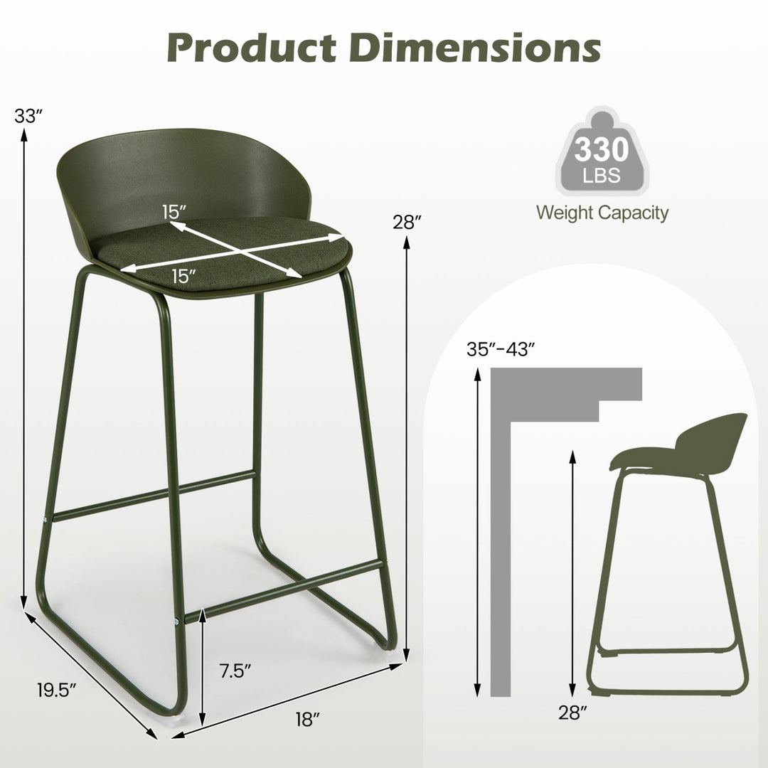 Counter Height Bar Stools Set of 2 with Curved Backrest