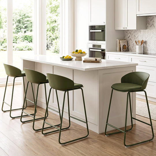 Counter Height Bar Stools Set of 2 with Curved Backrest