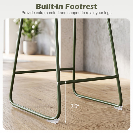 Counter Height Bar Stools Set of 2 with Curved Backrest
