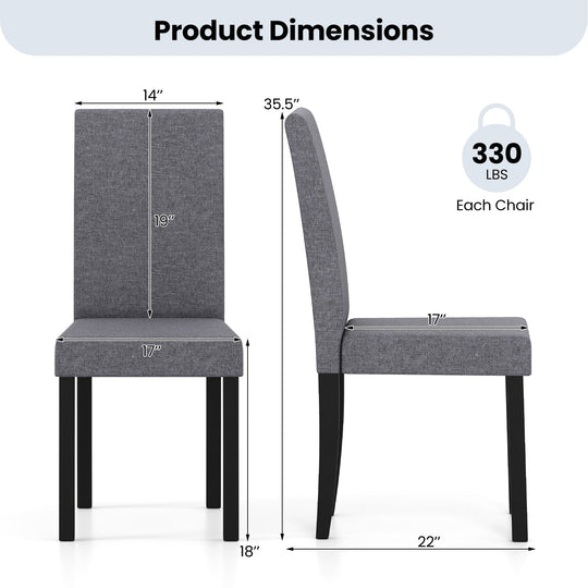 Set of 2 Dining Chair Mid-Century Modern Fabric Upholstered Parson Chairs