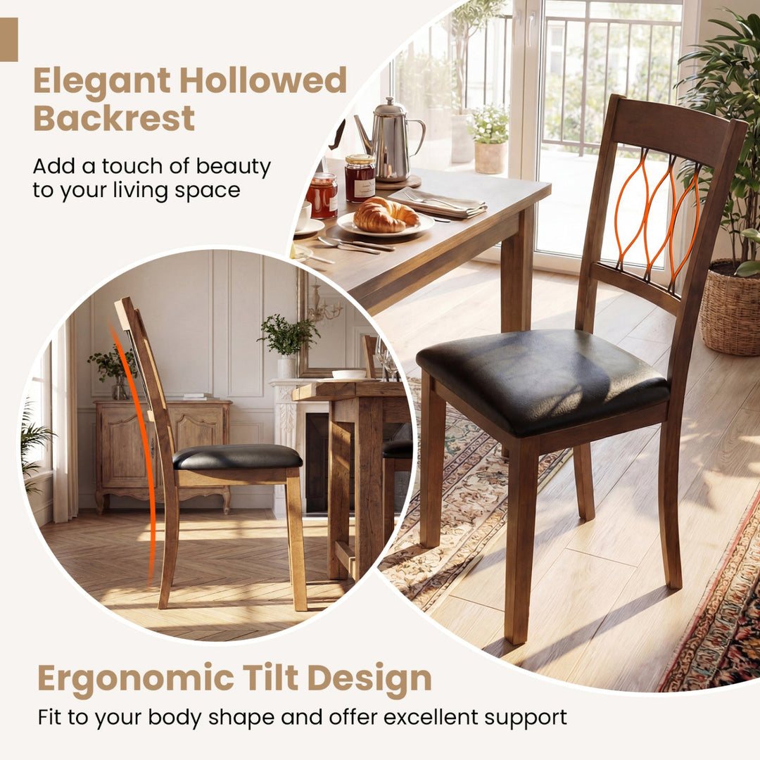 Set of 2 Dining Chair Fabric/Faux Leather Upholstered with Padded Seat