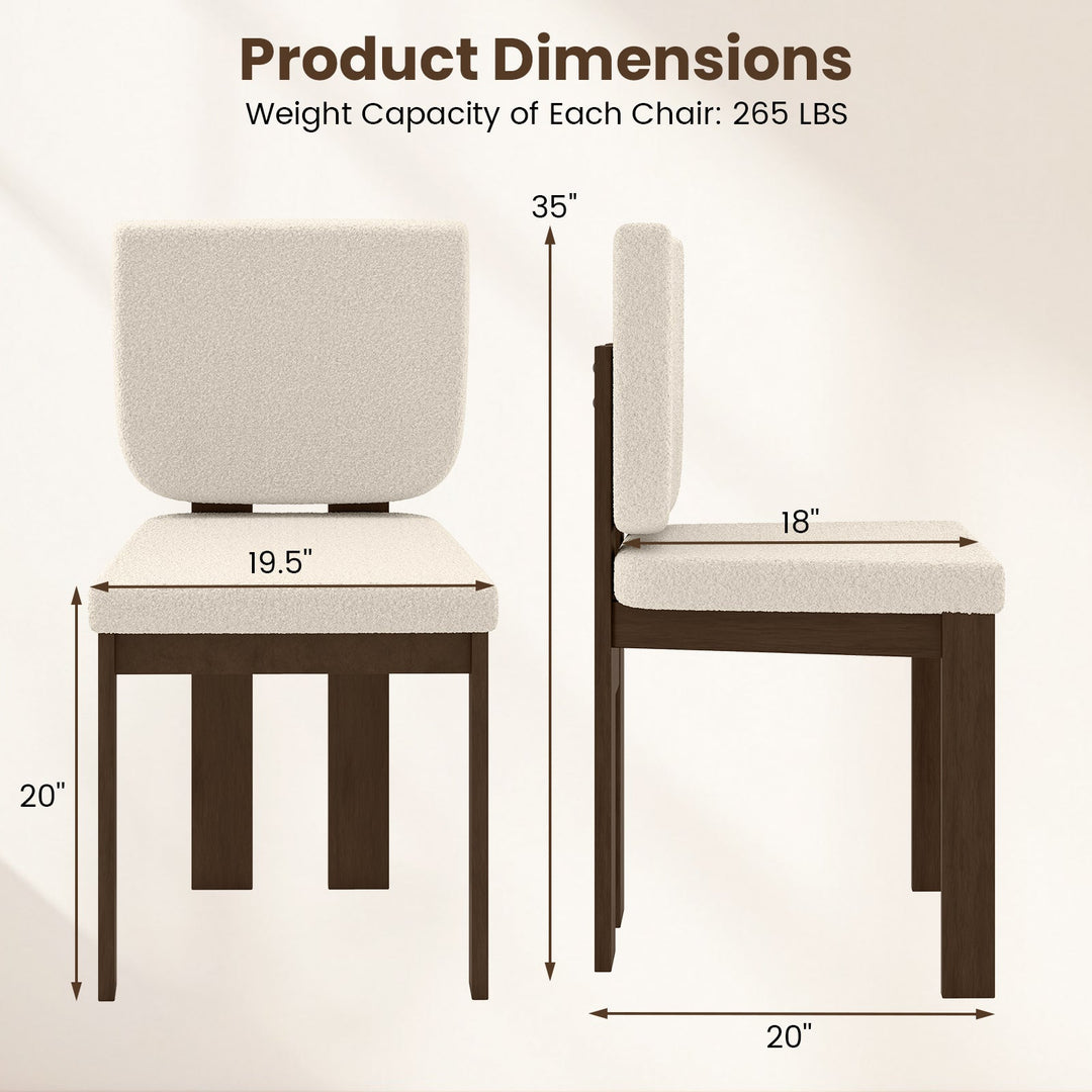 Wooden Dining Chair Set of 2 with Rubber Wood Leg for Home Office Living Room-Brown