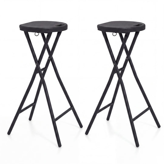Folding Bar Stool Set of 2 - 27.5" Height with Carry Handle