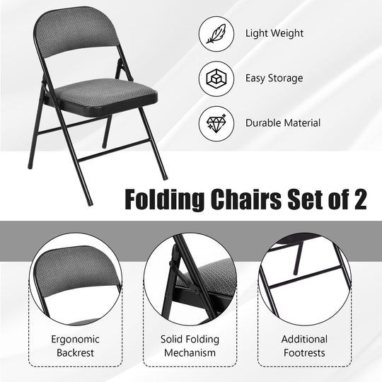 4 Pieces Fabric Upholstered Padded Seat Folding Chairs Seet