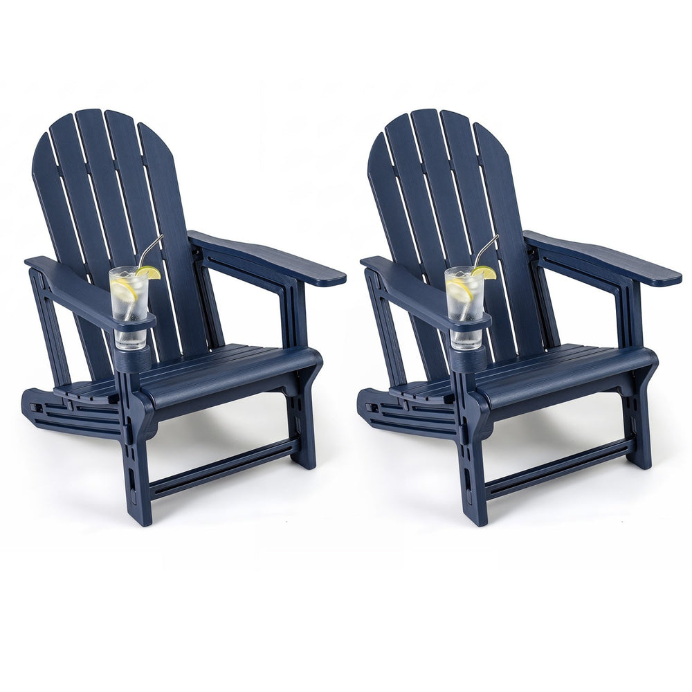 HDPE Adirondack Chairs Set of 2 with Cup Holders