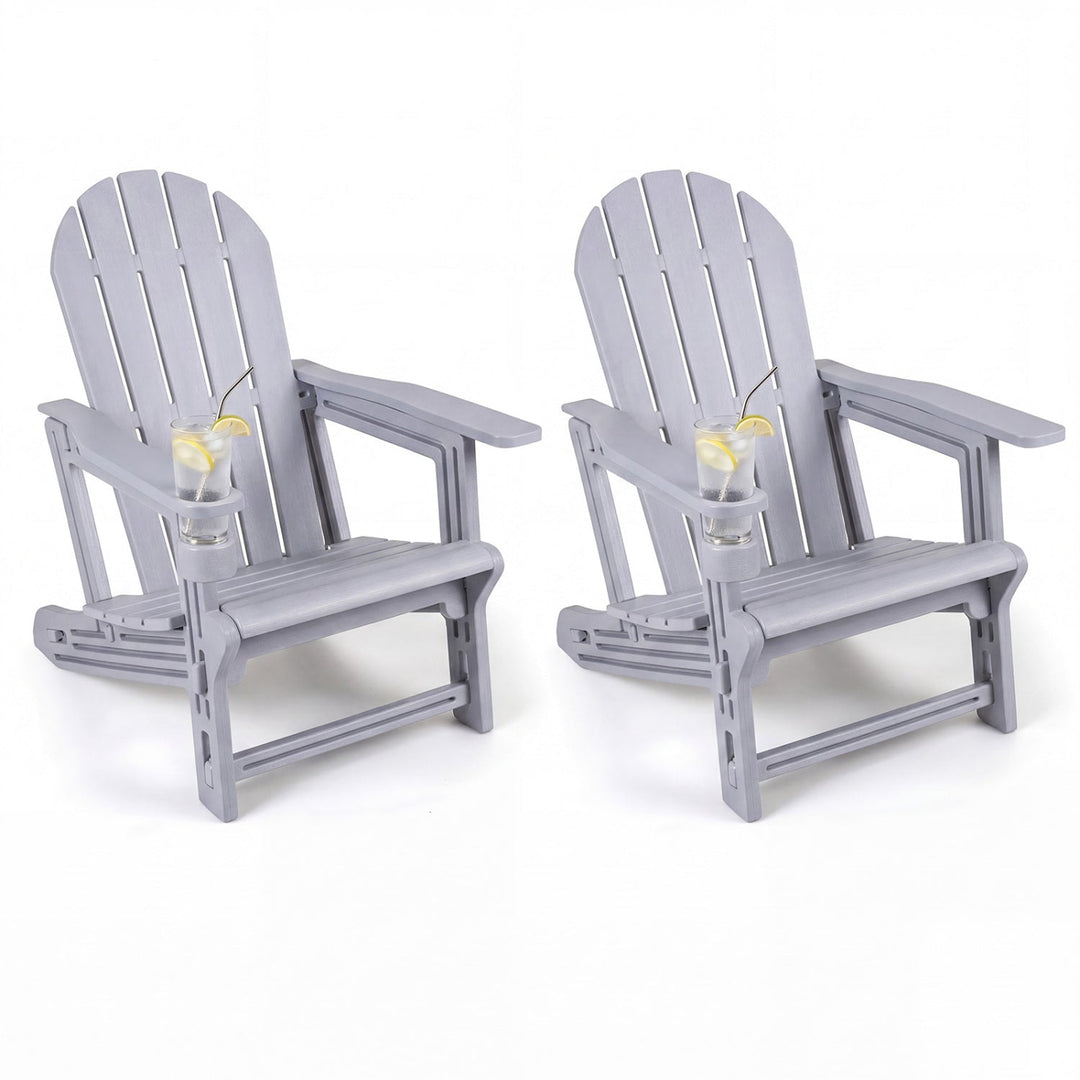 HDPE Adirondack Chairs Set of 2 with Cup Holders
