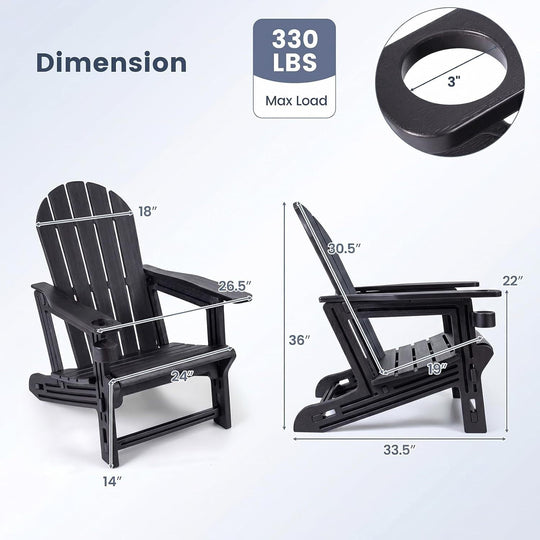 HDPE Adirondack Chairs Set of 2 with Cup Holders