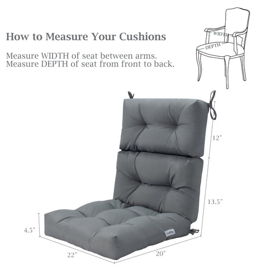 High Back Chair Cushion Set with Adjustable Height (2-Pack)