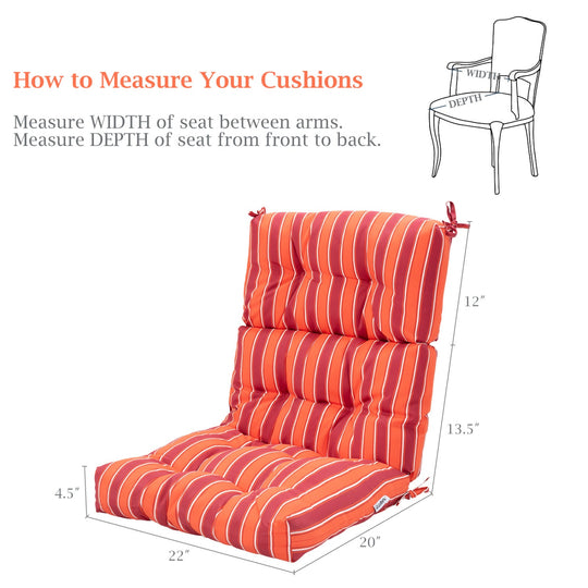 High Back Chair Cushion Set with Adjustable Height (2-Pack)