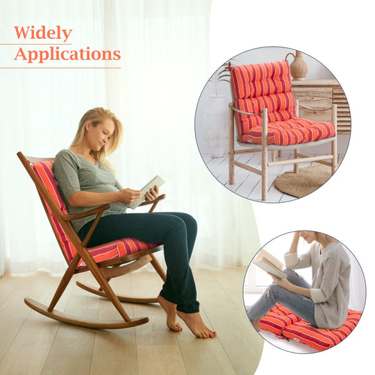High Back Chair Cushion Set with Adjustable Height (2-Pack)