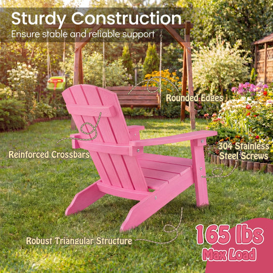 Set of 2 Kid's Adirondack Chair with with High Backrest and Armrests