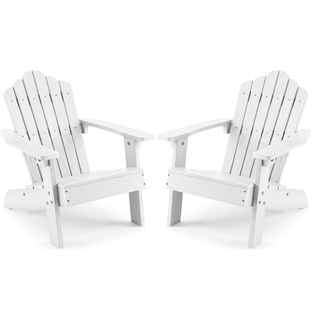 Set of 2 Kids Adirondack Chairs All-weather Outdoor Chairs for Children with Tilted High Backrest