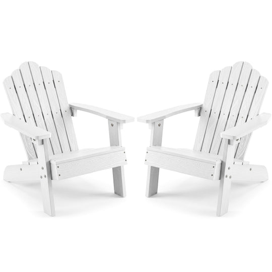 Set of 2 Kids Adirondack Chairs All-weather Outdoor Chairs for Children with Tilted High Backrest