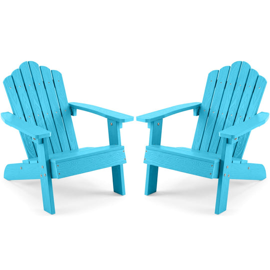 Set of 2 Kids Adirondack Chairs All-weather Outdoor Chairs for Children with Tilted High Backrest