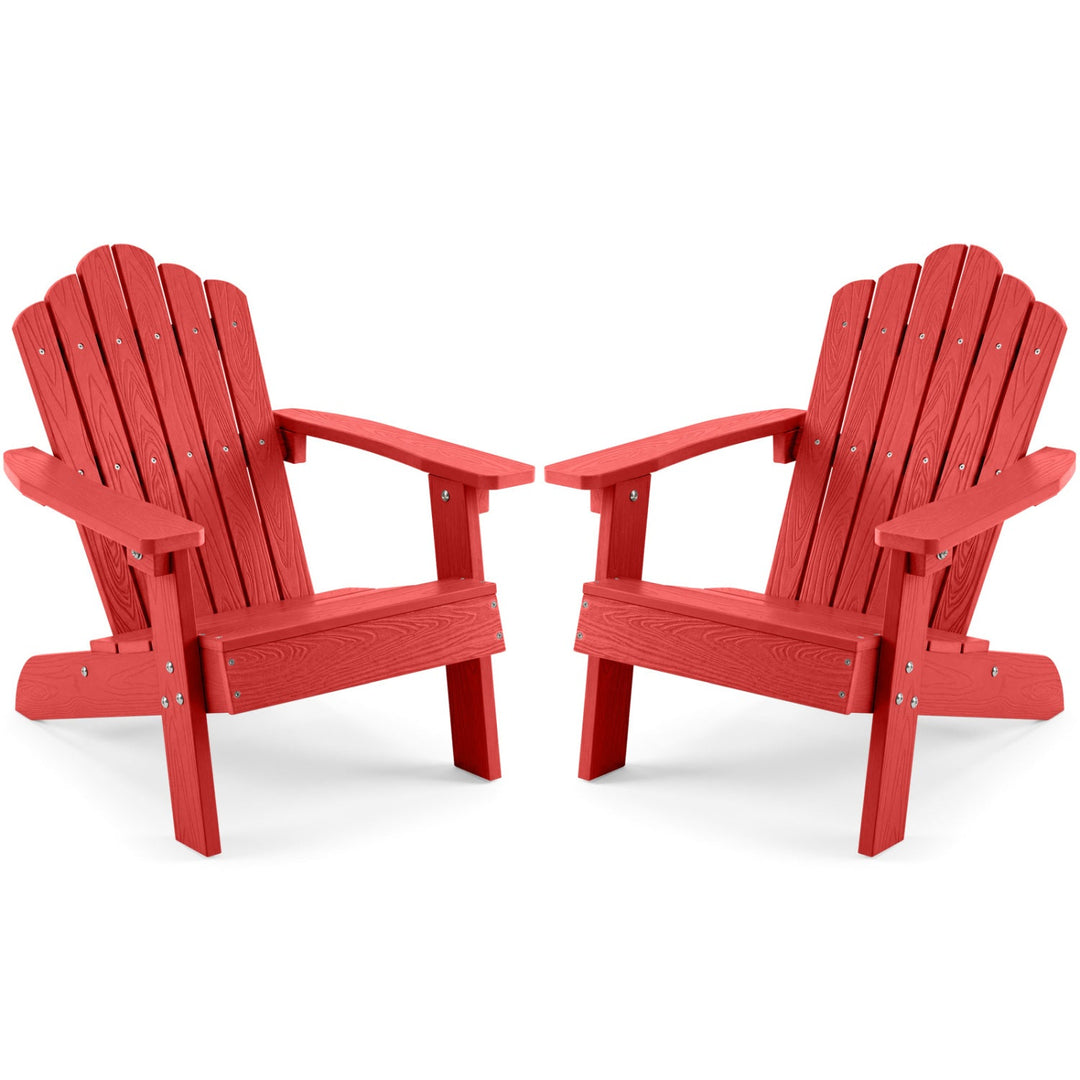 Set of 2 Kids Adirondack Chairs All-weather Outdoor Chairs for Children with Tilted High Backrest