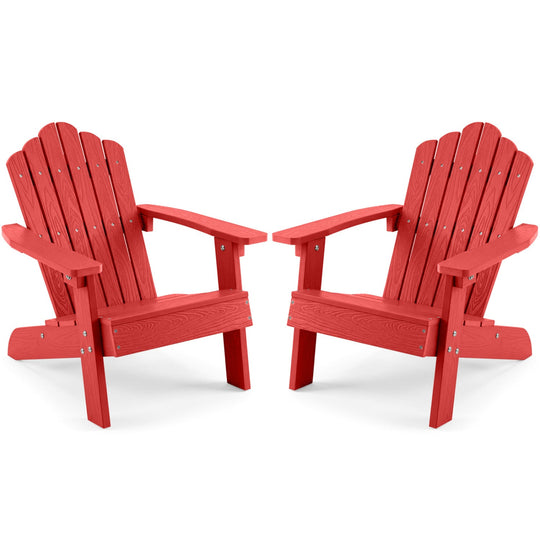 Set of 2 Kids Adirondack Chairs All-weather Outdoor Chairs for Children with Tilted High Backrest