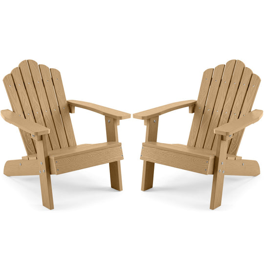 Set of 2 Kids Adirondack Chairs All-weather Outdoor Chairs for Children with Tilted High Backrest