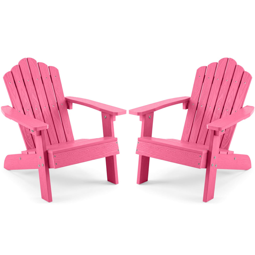 Set of 2 Kids Adirondack Chairs All-weather Outdoor Chairs for Children with Tilted High Backrest