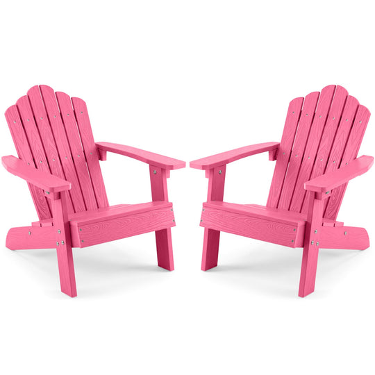 Set of 2 Kids Adirondack Chairs All-weather Outdoor Chairs for Children with Tilted High Backrest