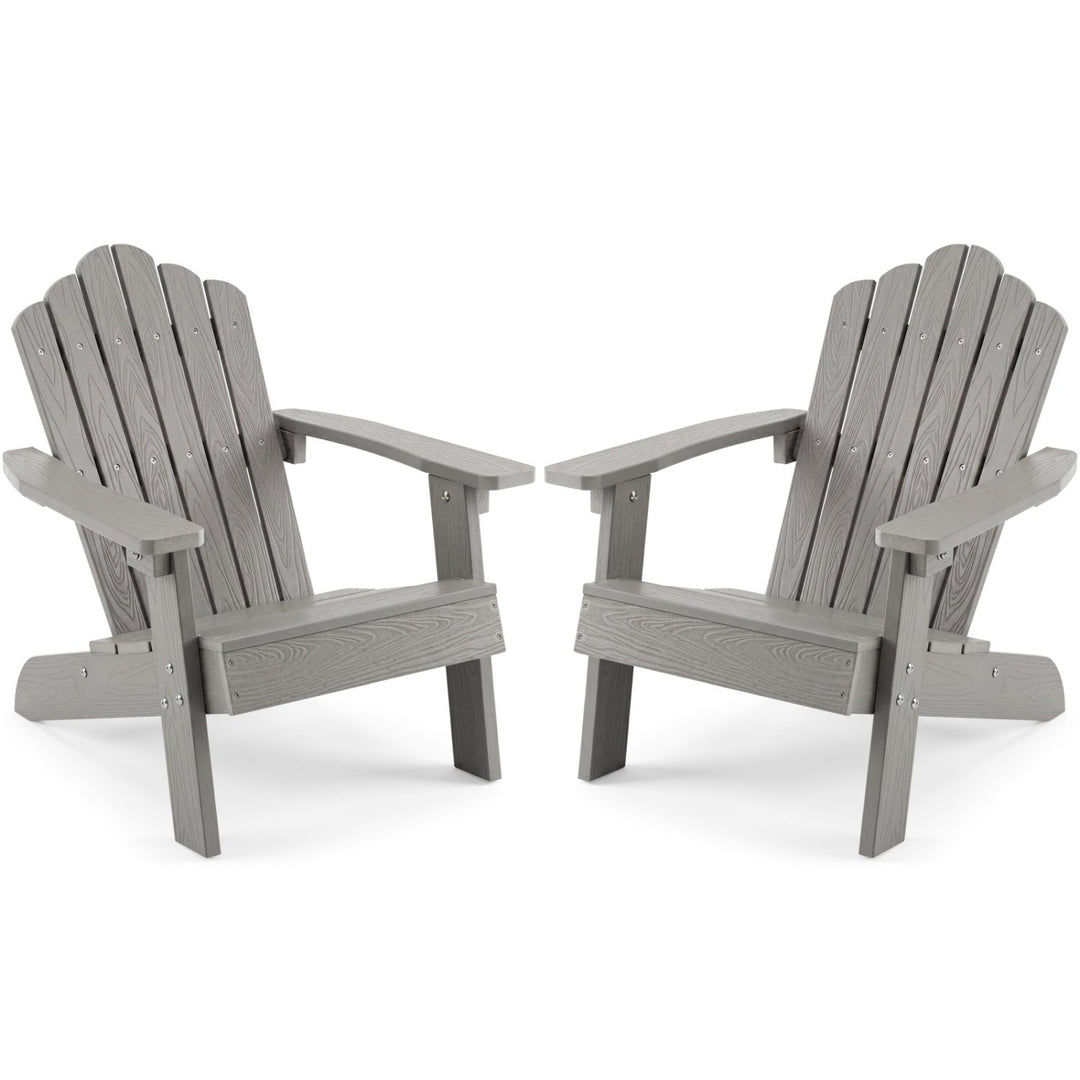 Set of 2 Kids Adirondack Chairs All-weather Outdoor Chairs for Children with Tilted High Backrest
