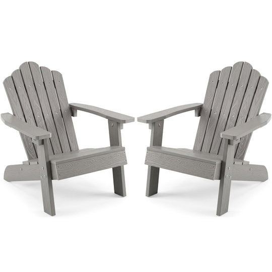 Set of 2 Kids Adirondack Chairs All-weather Outdoor Chairs for Children with Tilted High Backrest