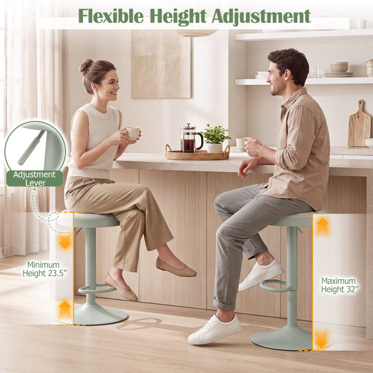 Adjustable Bar Stools Set of 2 with Padded Seat