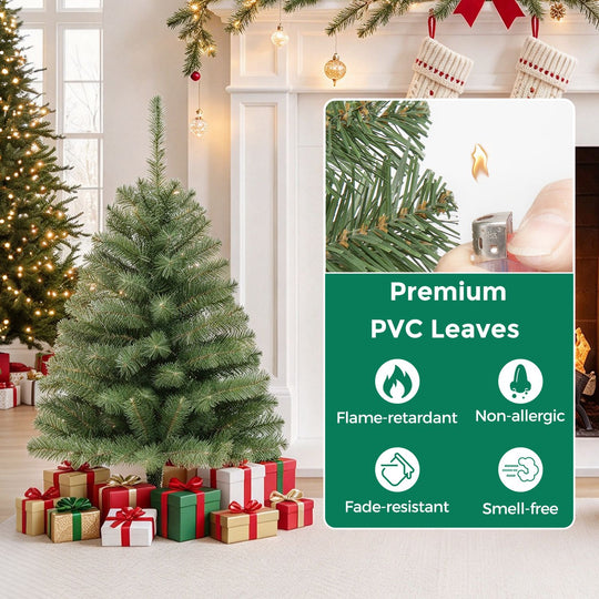 Set of 2 Mini Tabletop Christmas Tree with 113 Green PVC Branch Tips-3 FT