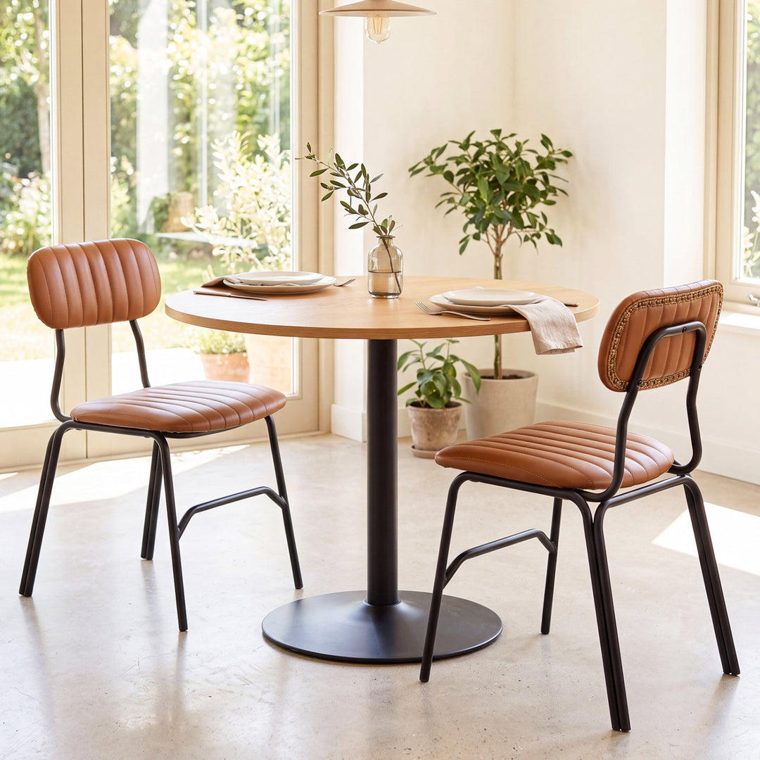 Dining Chairs Set of 2 with Ergonomic Back and Metal Legs