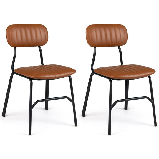 Dining Chairs Set of 2 with Ergonomic Back and Metal Legs